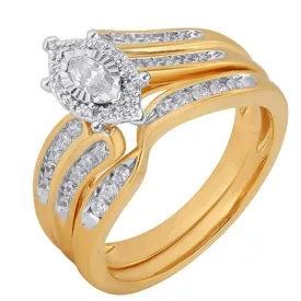 1/2 CTW Diamond Bridal Set Ring in 10KT White and Yellow Gold