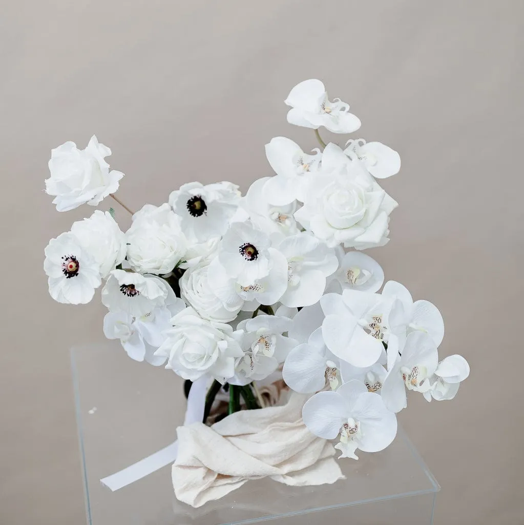 Artificial Flowers Bridal Bouquet - All White