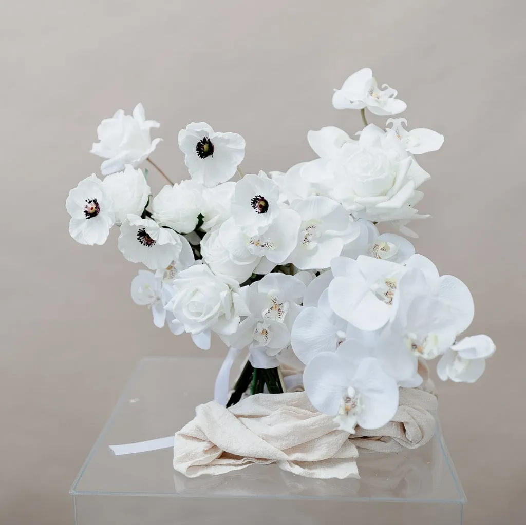 Artificial Flowers Bridal Bouquet - All White