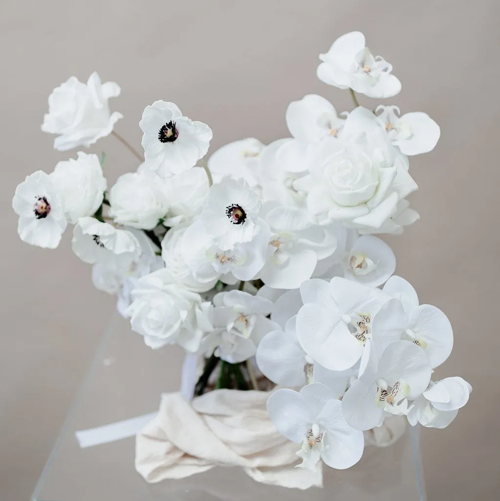 Artificial Flowers Bridal Bouquet - All White