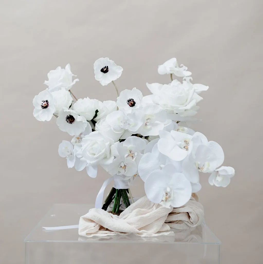 Artificial Flowers Bridal Bouquet - All White