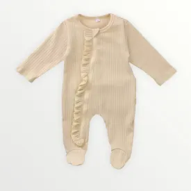 Baby Ruffled Footie - Beige