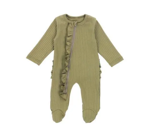 Baby Ruffled Footie - Beige