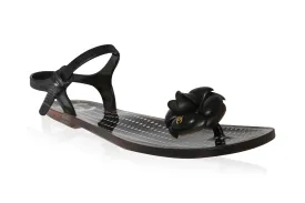 Black Camellia Jelly Sandals