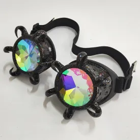 Black Kaleidoscope Goggles with Curved Spikes