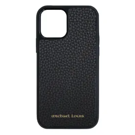 Black Pebbled Leather iPhone 13 Pro Case