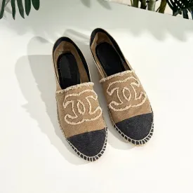 Chanel Tan & Black Canvas Espadrilles