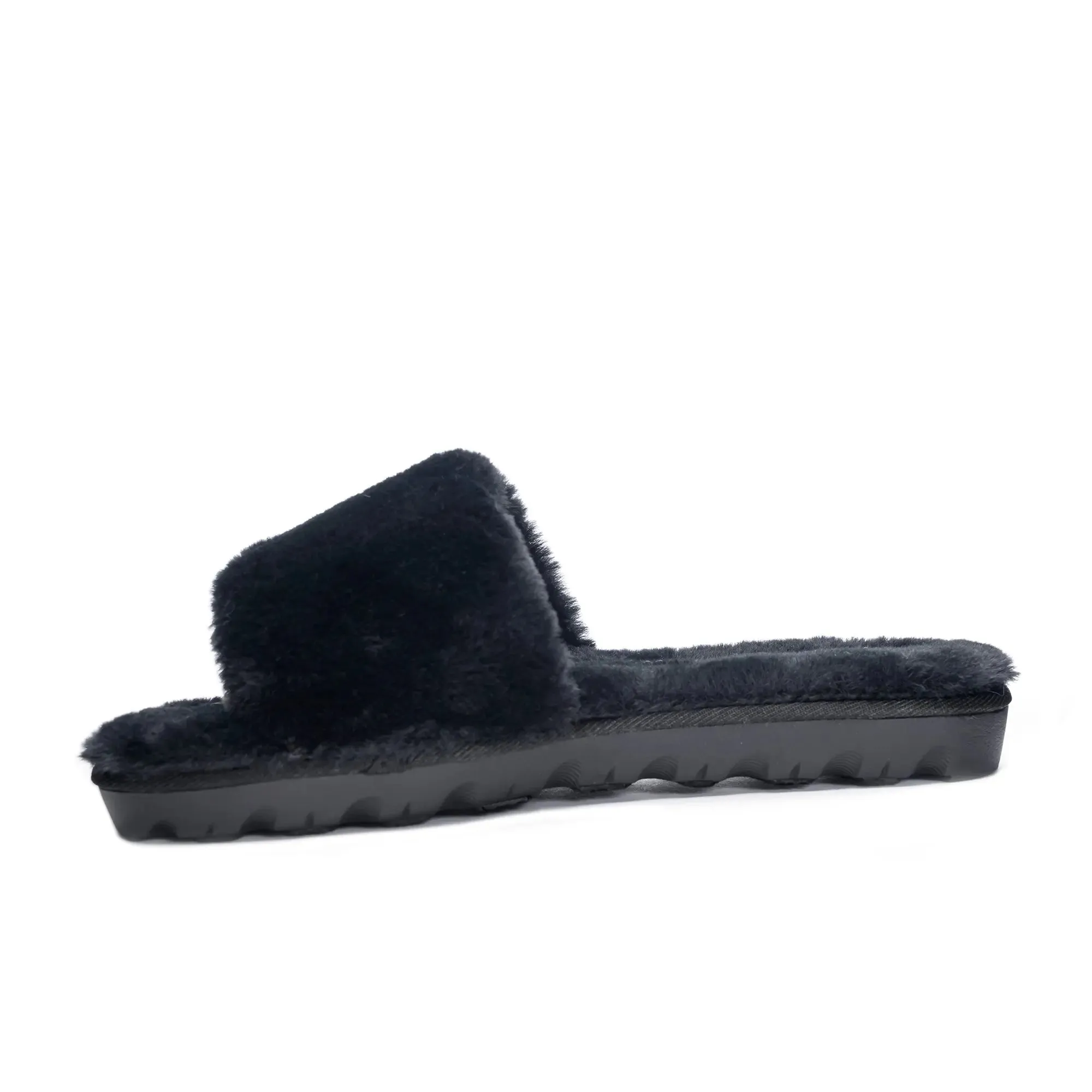 Chinese Laundry Rally Faux Fur Slide Slippers - Black