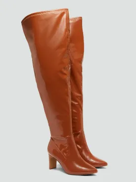 Citrine Patent Leather Thigh-High Boots - Nadia x FTF