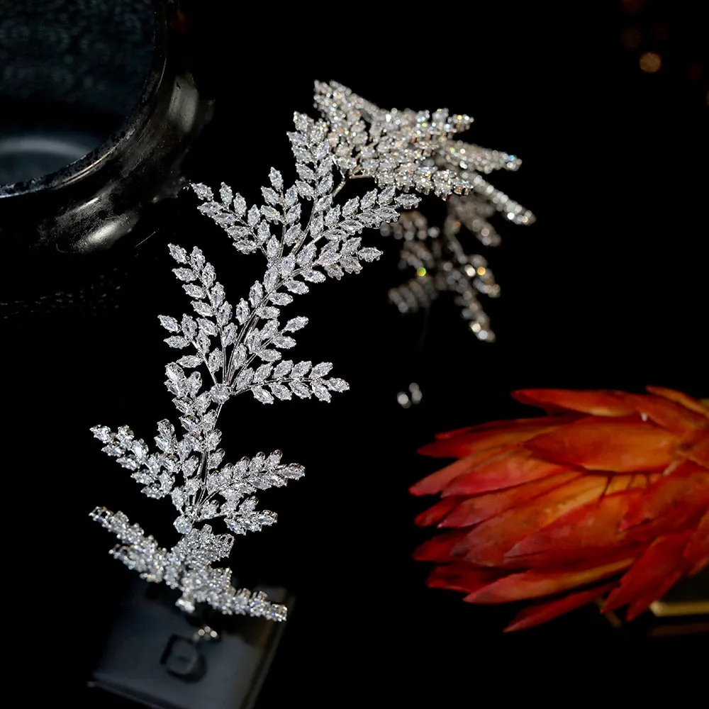 Fashion Bride Headband Crystal Leaf Hair Band