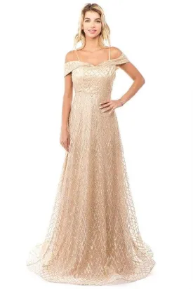 Gold Glitter Threading Gown-FINAL SALE-NOT ELIGIBLE FOR EXCHANGE OR REFUND