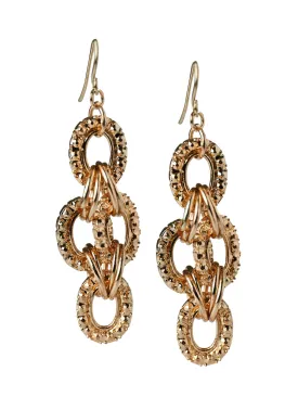 Gold Hammered Rings Drop Earrings