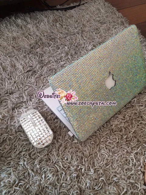 MACBOOK CELEB Case / Cover Kylie Jenner Kim Kardashian in Rainbow White Crystals Rhinestones Glittery Sparkly Shinny