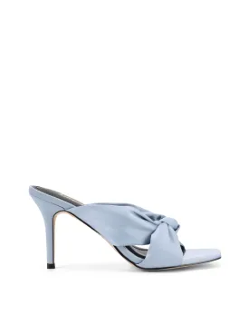 Nicola Satin Knot Mules - Blue Satin