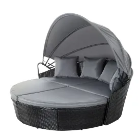 Outdoor Garden Wicker Day Bed Black