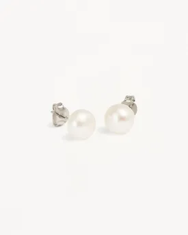 Sterling Silver Floating On Air Pearl Stud Earrings - 8mm