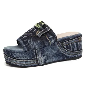 Sure! Here’s an optimized title for the product:

Trendy Strex Denim Platform Slides for Stylish Comfort