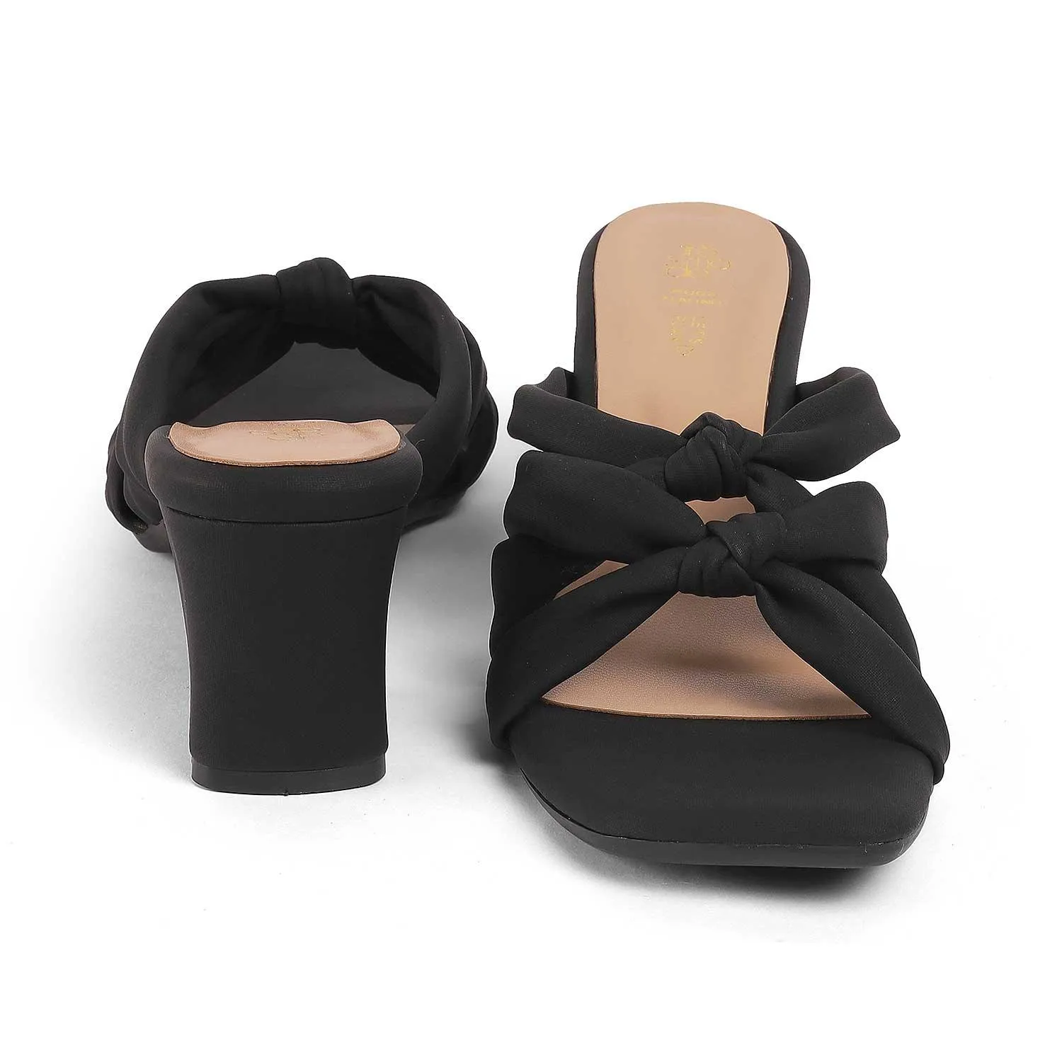 Tresmode Sofstrip Black Women's Casual Block Heel Sandals